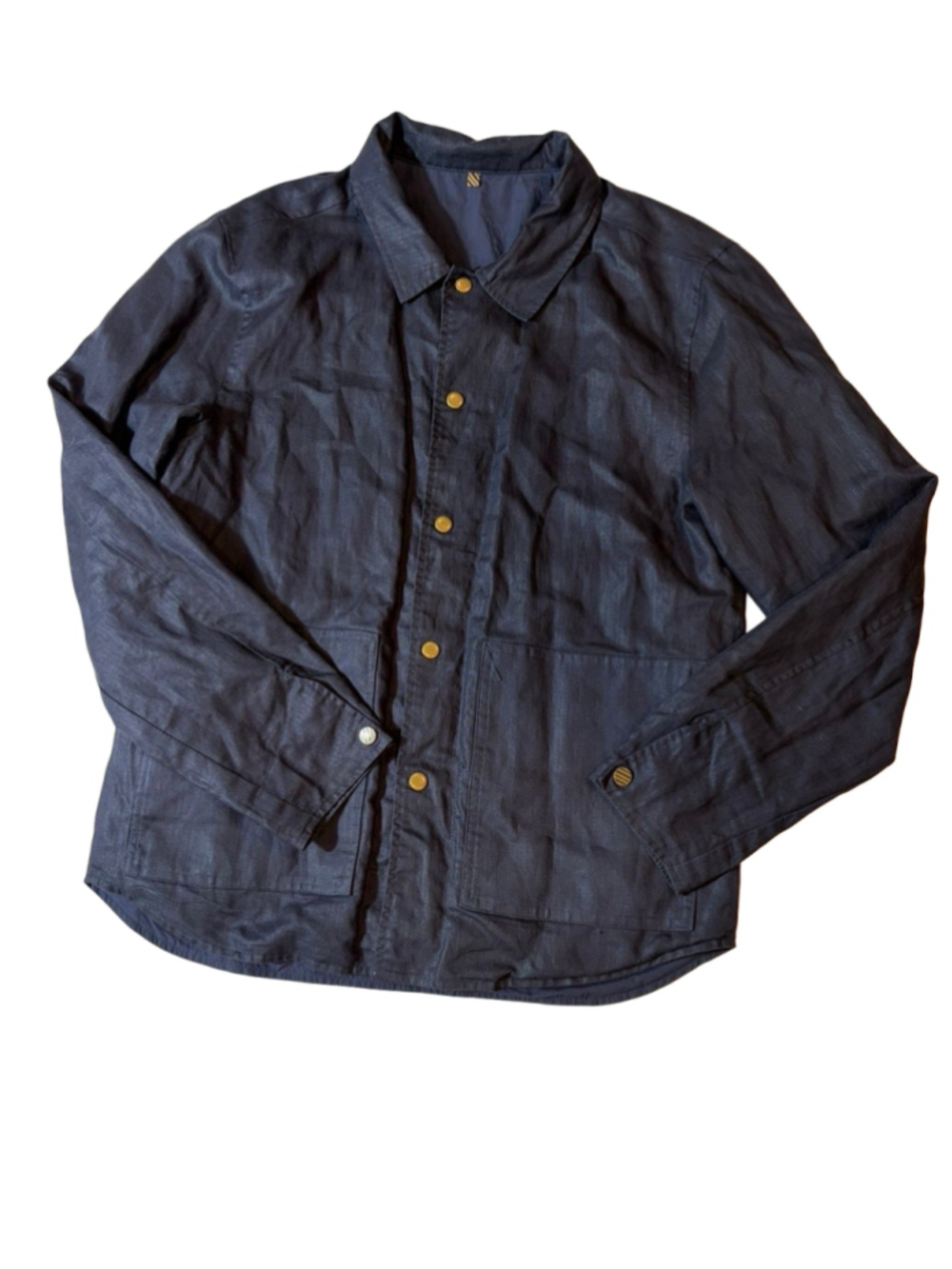 Billy Reid Reversible Waxed Nylon Shirt Jacket Cotton Linen Chore M